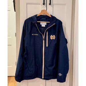 Columbia Notre Dame Windbreaker Full Zip Jacket with Hood Mens Medium Navy Blue